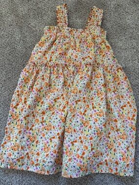 Old Navy Cream Sundress with Orange and Pink Floral Print
